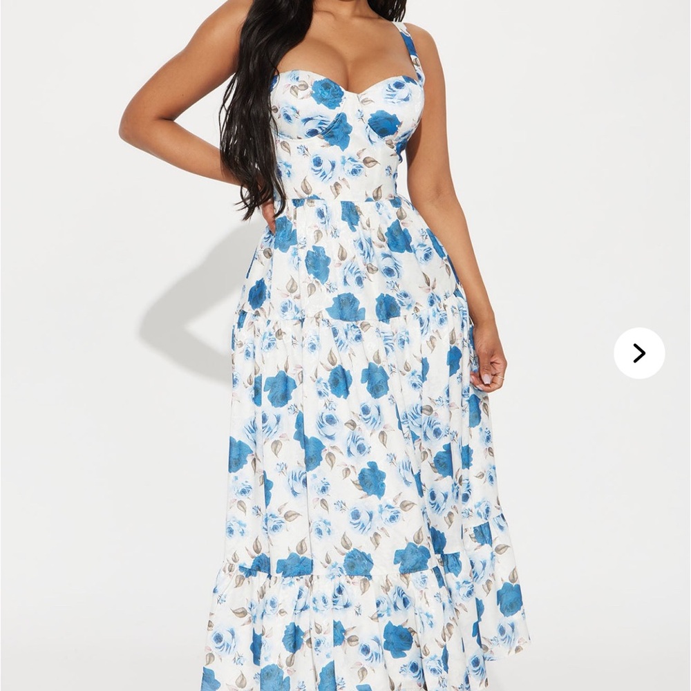 Floral Blue and White Women's Dress